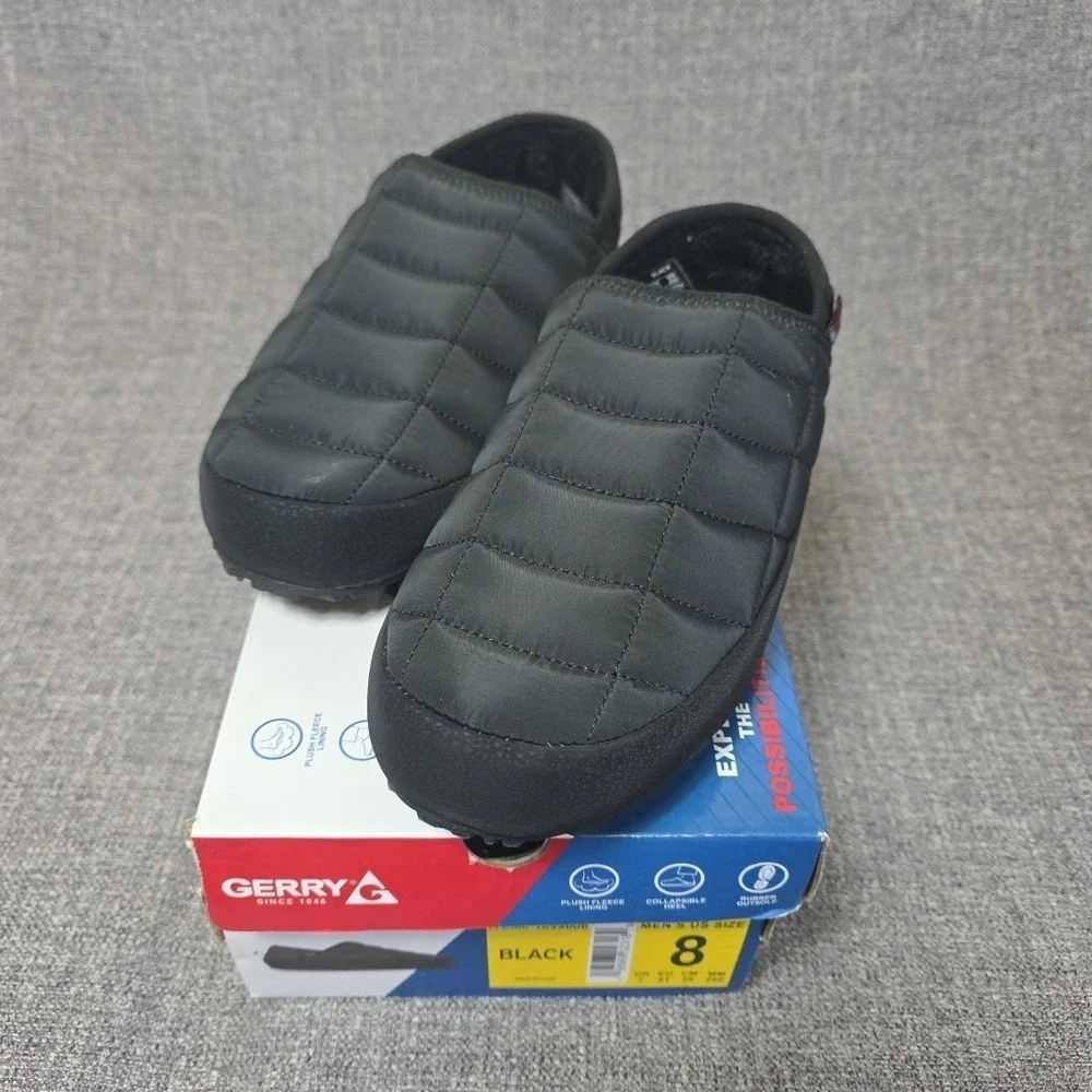 Gerry Men's Slip On Fleece Lined Puff Shoes Black  New In Box Size 8